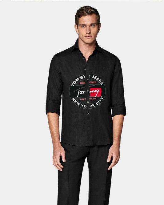 MEN'S TOMMY NEW CITY FULL SLEEVE  BLACK SHIRT