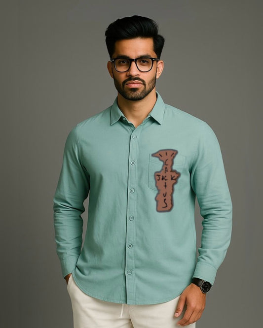 MEN'S TRAVIS TRIPPY FULL SLEEVE GREEN SHIRT(*)