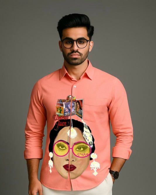 MEN'S UMRAO JAAN  FULL SLEEVE PEACH SHIRT