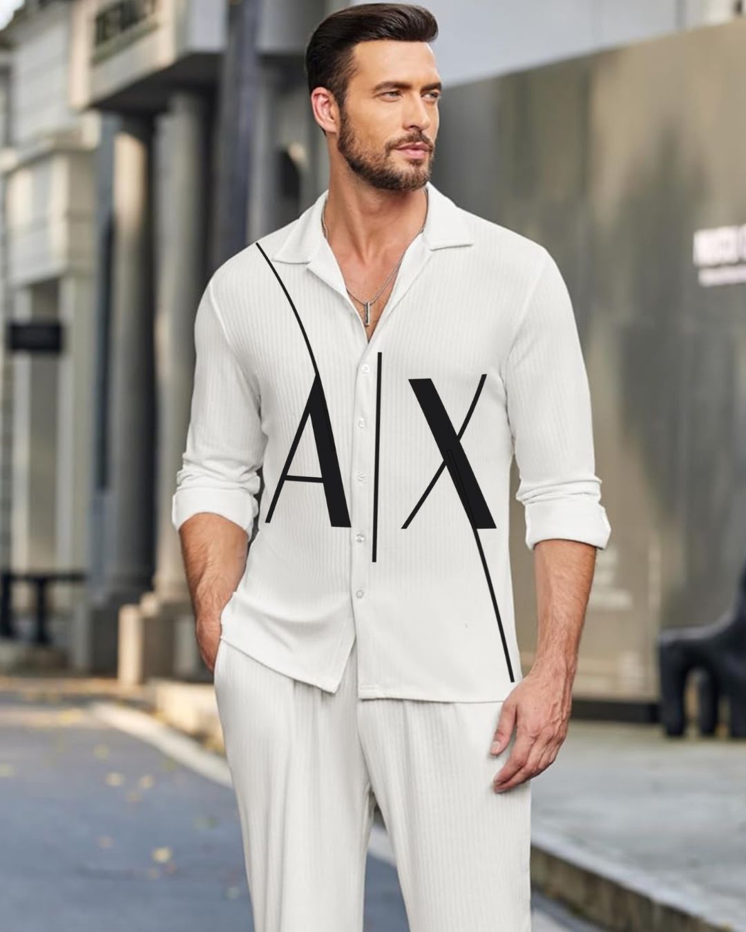 MEN'S URBAN AX FULL SLEEVE WHITE SHIRT