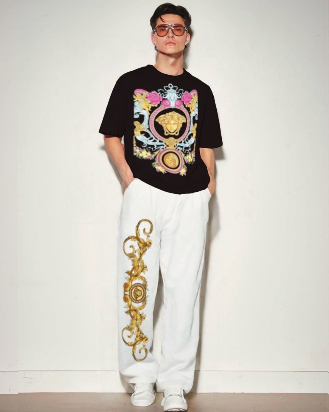 MEN'S VERSACE HOUSE CORDS (BLACK AND WHITE)