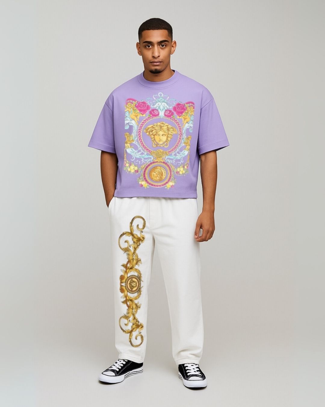 MEN'S VERSACE HOUSE CORDS (PURPLE AND WHITE)