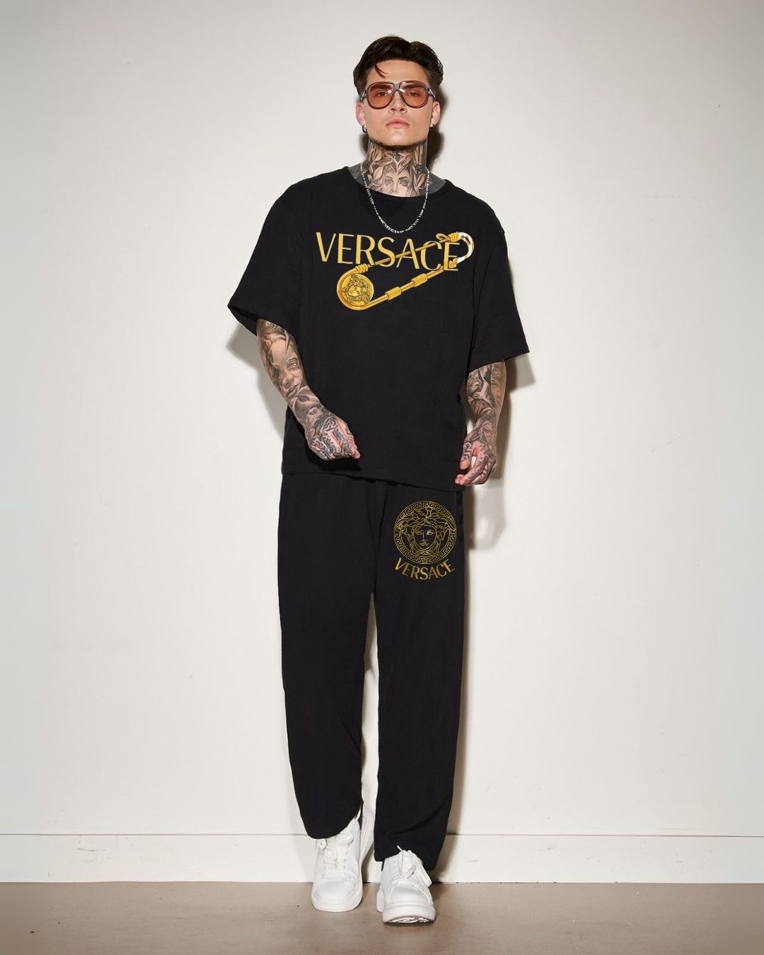 MEN'S VERSACE PIN CORDS (BLACK AND BLACK)