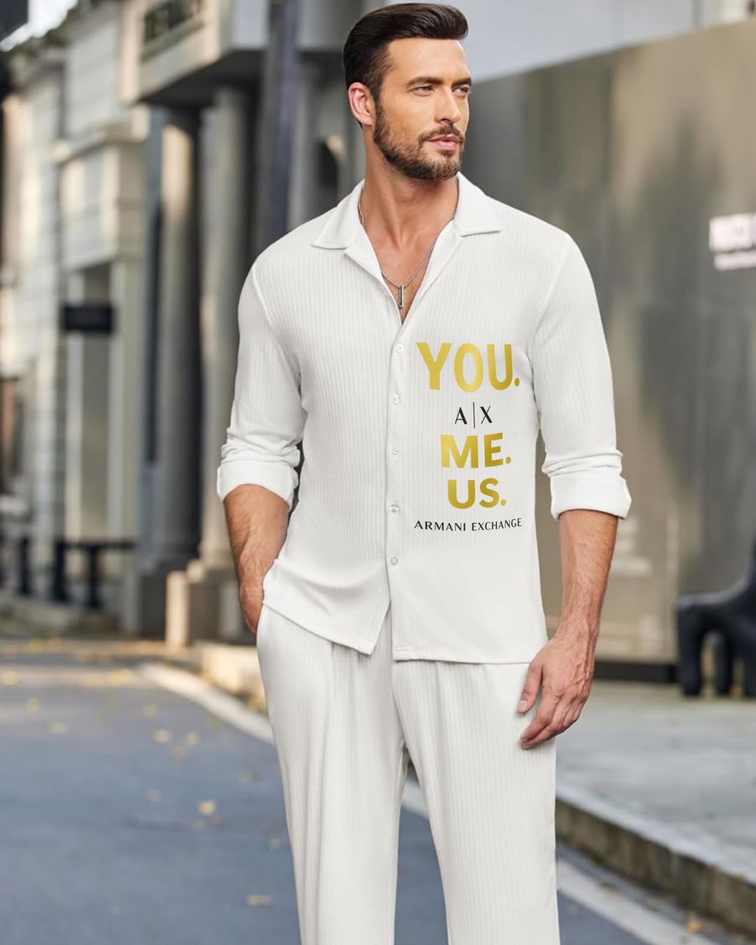 MEN'S YOU ME FULL SLEEVE  WHITE  SHIRT