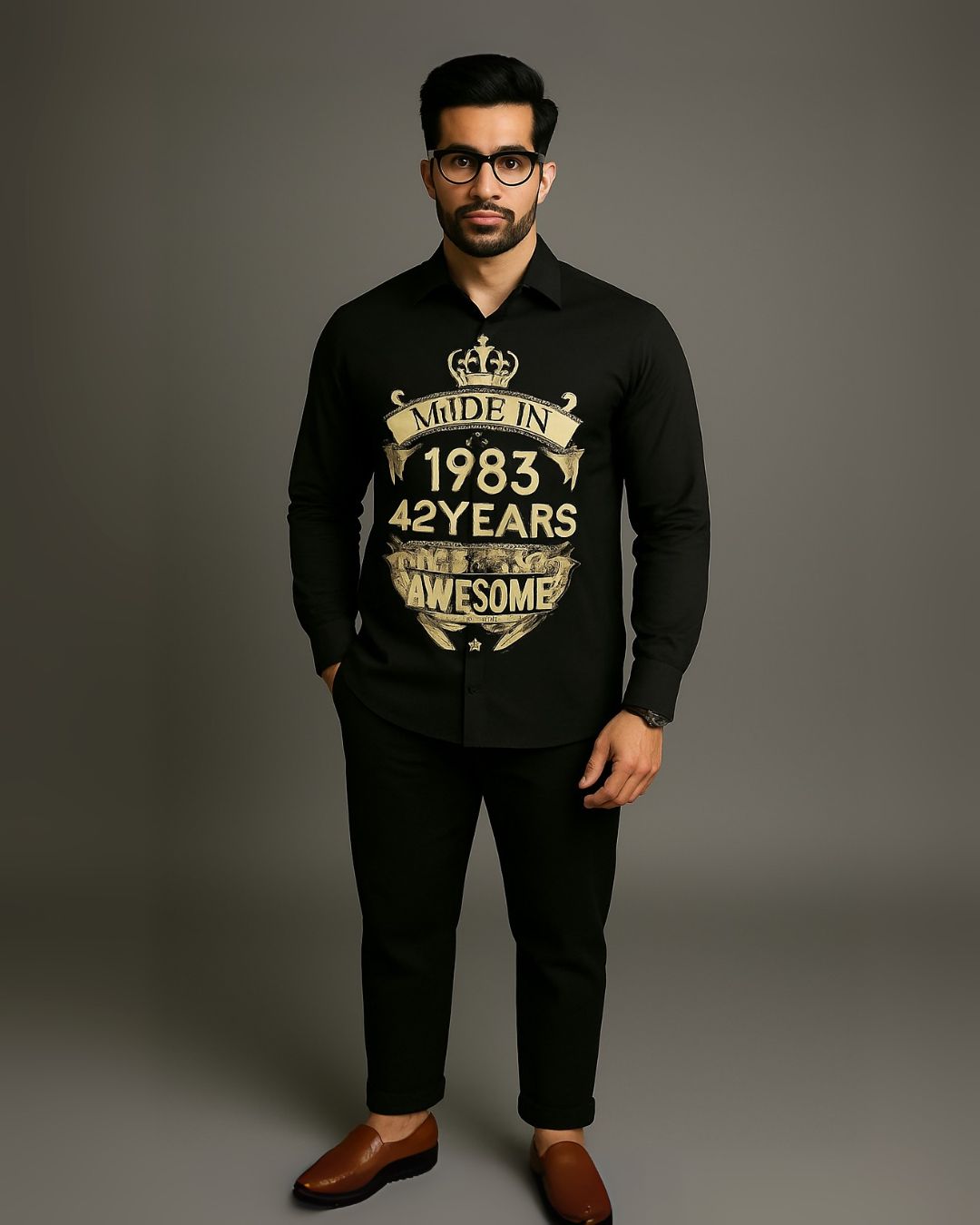 MEN'S AWESOME VINTAGE FULL SLEEVE BLACK SHIRT