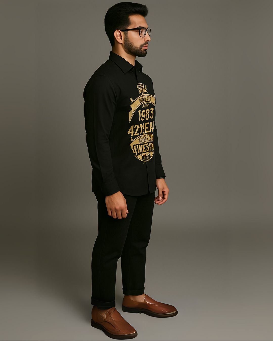 MEN'S AWESOME VINTAGE FULL SLEEVE BLACK SHIRT