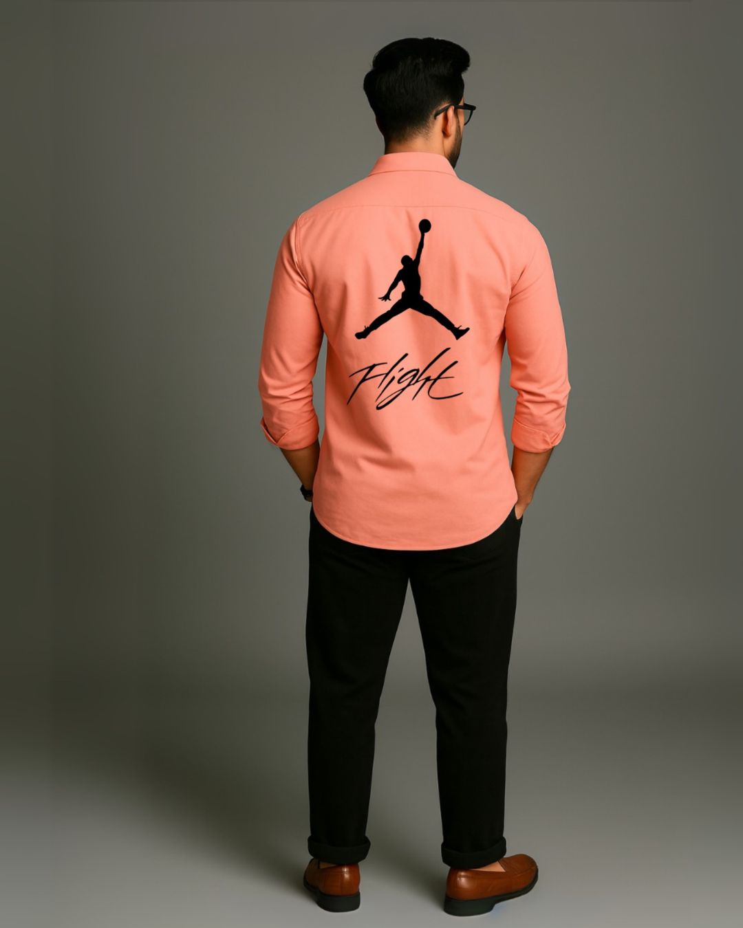 MEN'S FLIGHT FULL SLEEVE PEACH SHIRT (*)