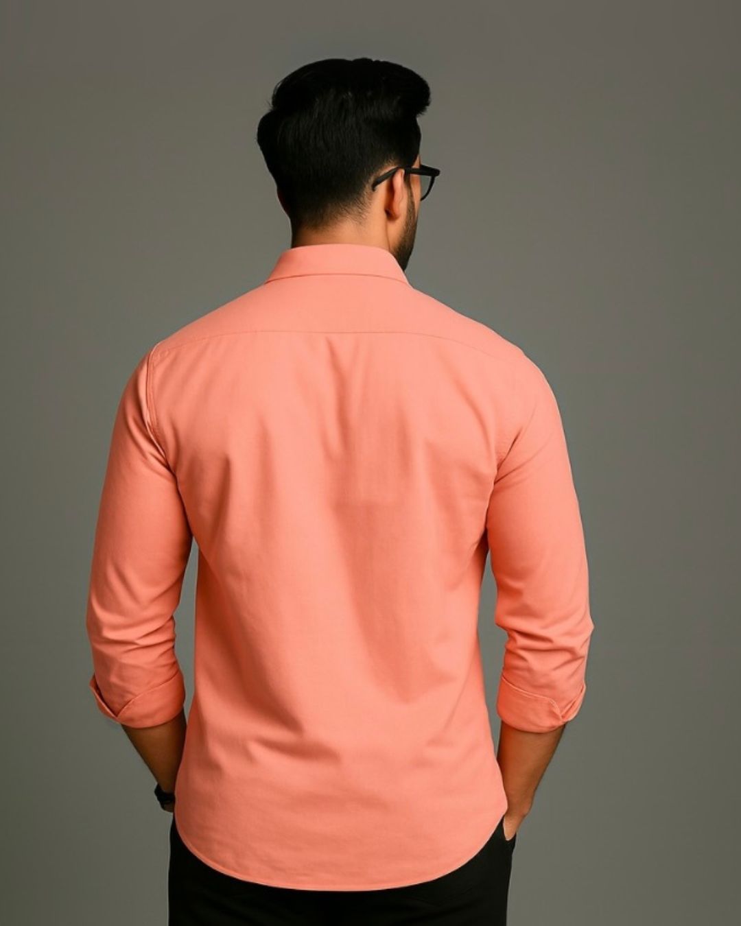 MEN'S BALMAIN PARIS FULL SLEEVE PEACH SHIRT(*)