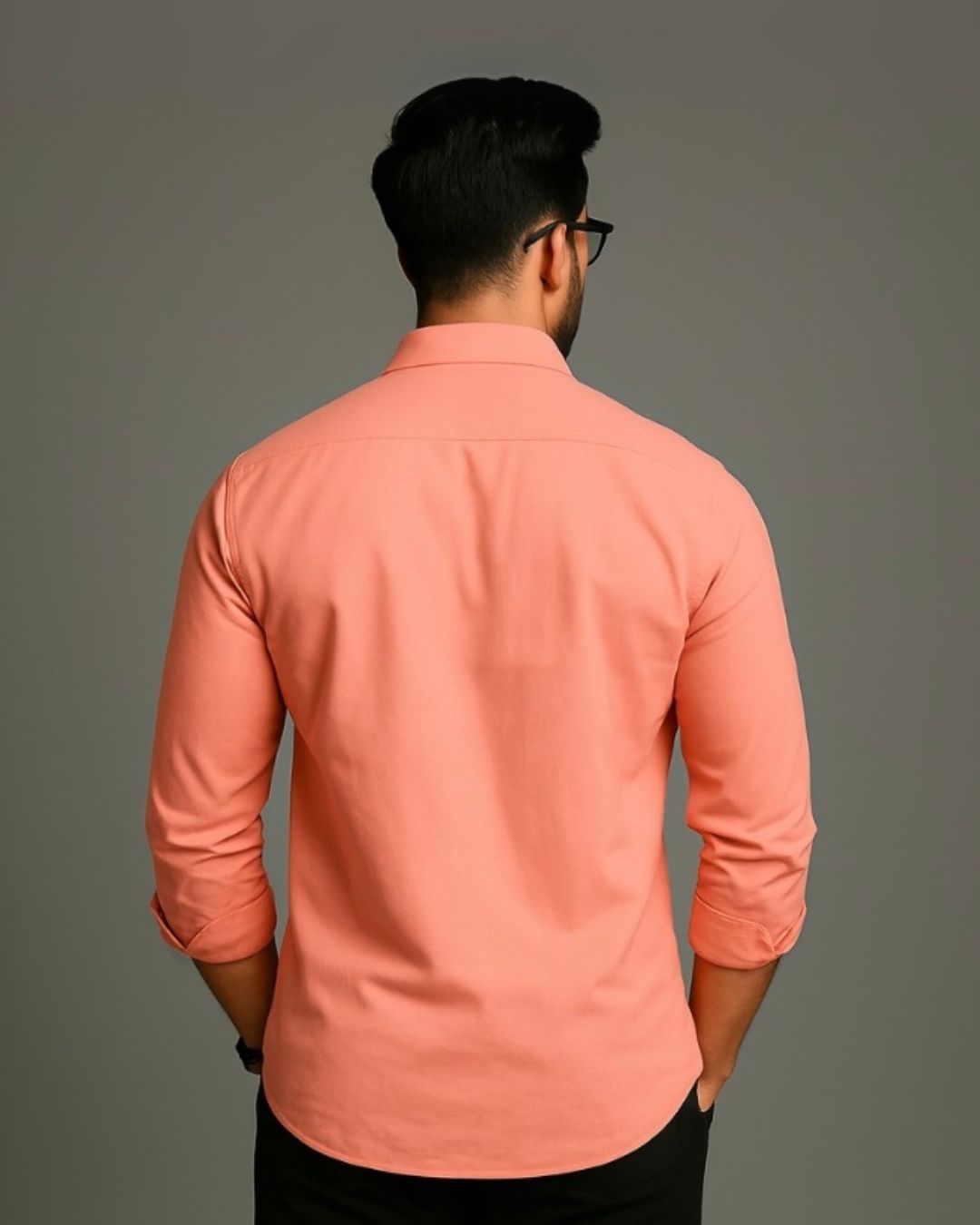 MEN'S SNOW LEO FULL SLEEVE  PEACH SHIRT