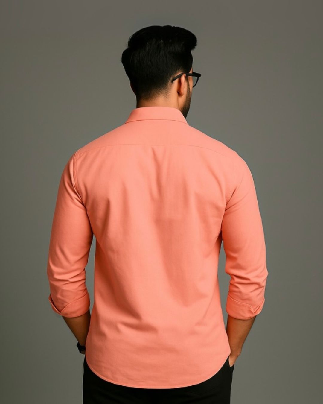 MEN'S STAR ANGEL FULL SLEEVE  PEACH SHIRT