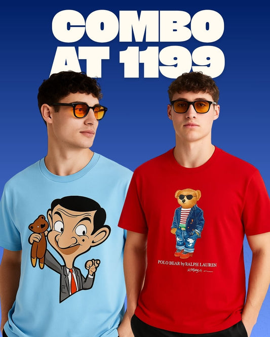MR, BEAN (BLUE),POLO BEAR (RED) TEE COMBO OF 2 (*)