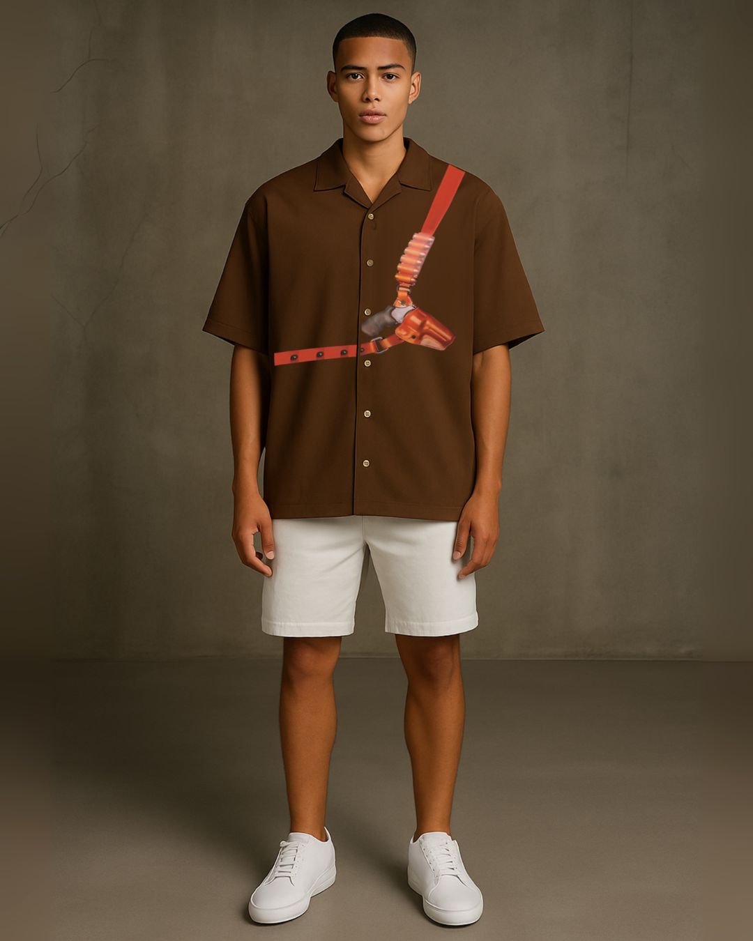 TAMANCHA HALF SLEEVE SHIRT WITH SHORTS CORDSET (MOCA AND WHITE )(*)
