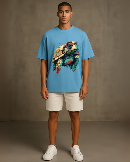 Turtle Tee  With Shorts Cordset (Blue and White ) (*)