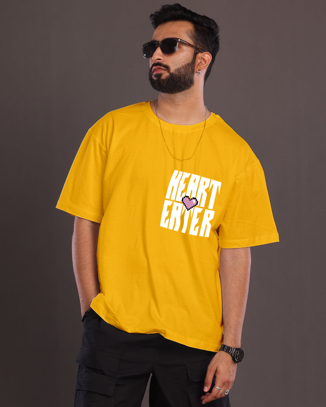 Luxury Yellow Oversized T-Shirt: Heart Eater Design