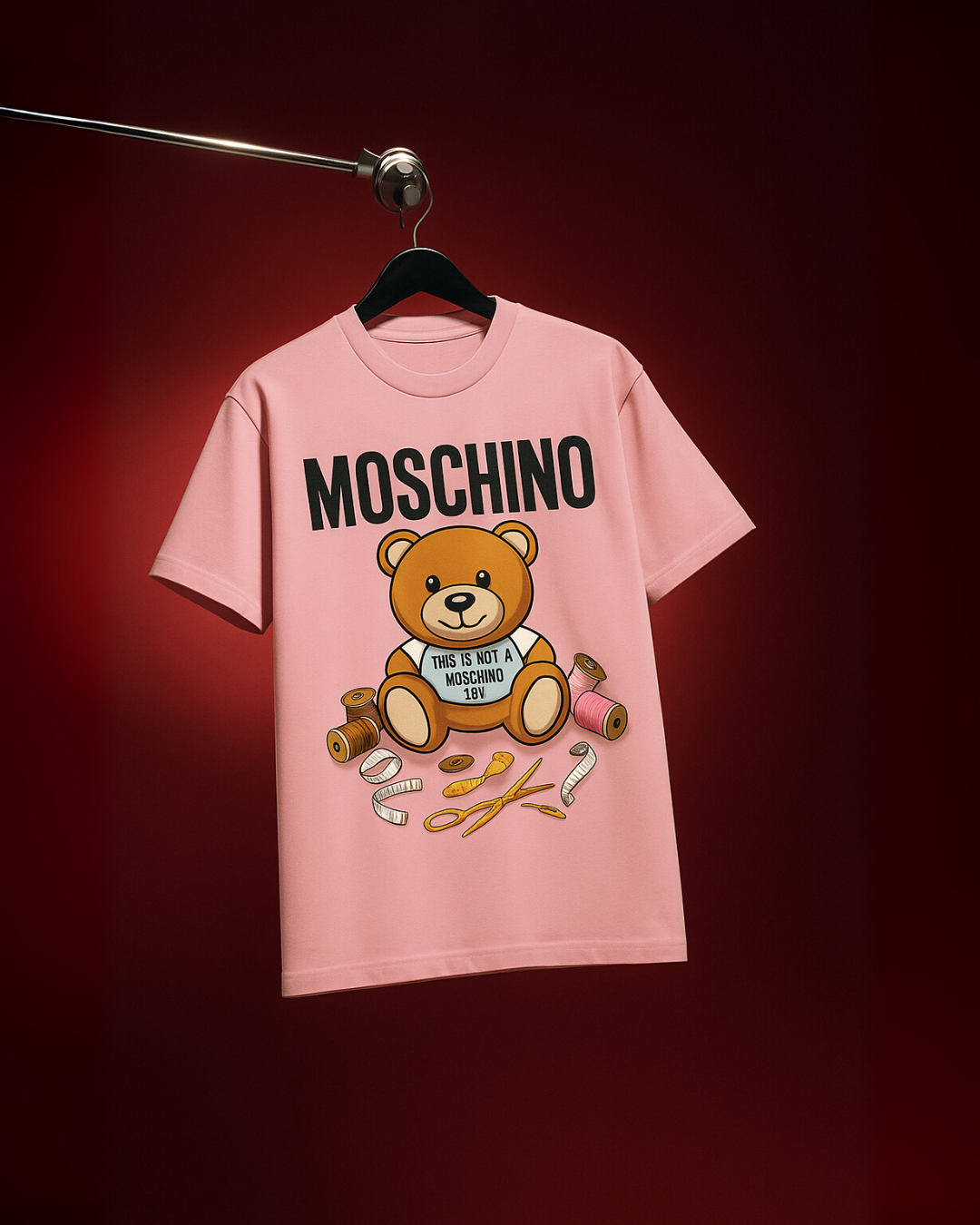 STAY CRAZY (OLIVE), MOSCHINO (PINK) TEE COMBO OF 2(*)