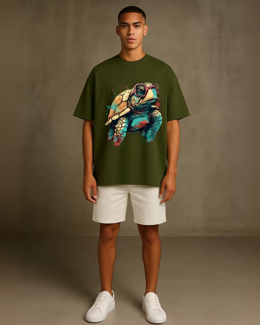 Turtle Tee  With Shorts Cordset (Olive and White ) (*)
