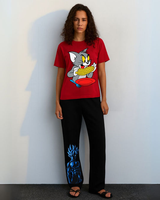 WOMEN STREET CARTOON CORDSET (RED AND BLACK)