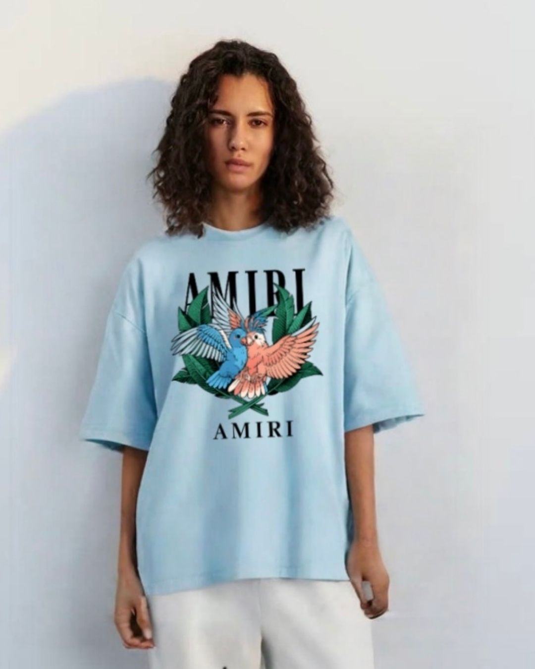 WOMEN'S AMIRI BIRDS OVERSIZED TSHIRT (BLUE)