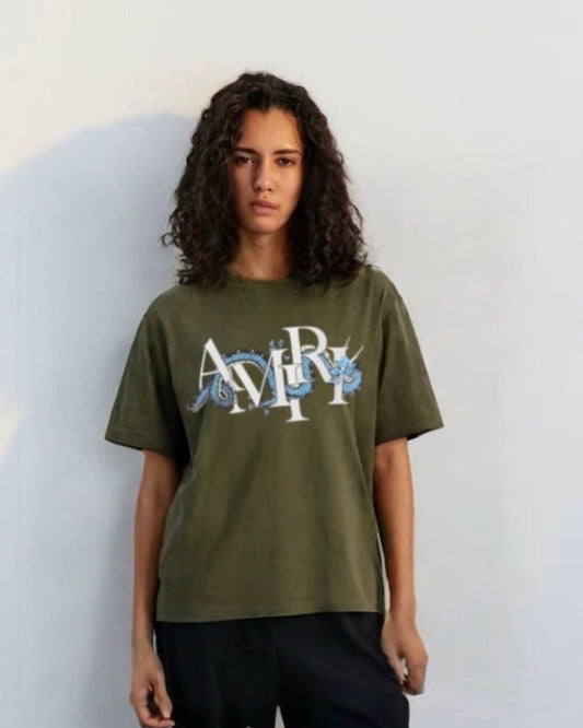 WOMEN'S AMIRI DRAGON OVERSIZED TSHIRT (OLIVE)