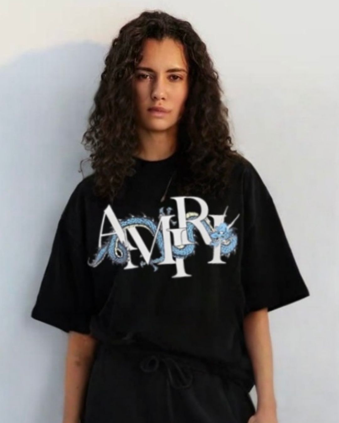 WOMEN'S AMIRI DRAGON OVERSIZED TSHIRT (BLACK)