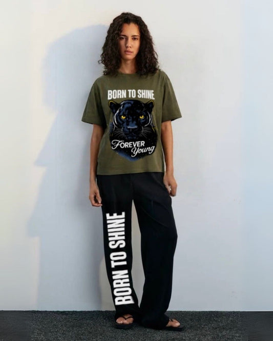 WOMEN'S BORN TO SHINE CORDS (OLIVE AND BLACK)