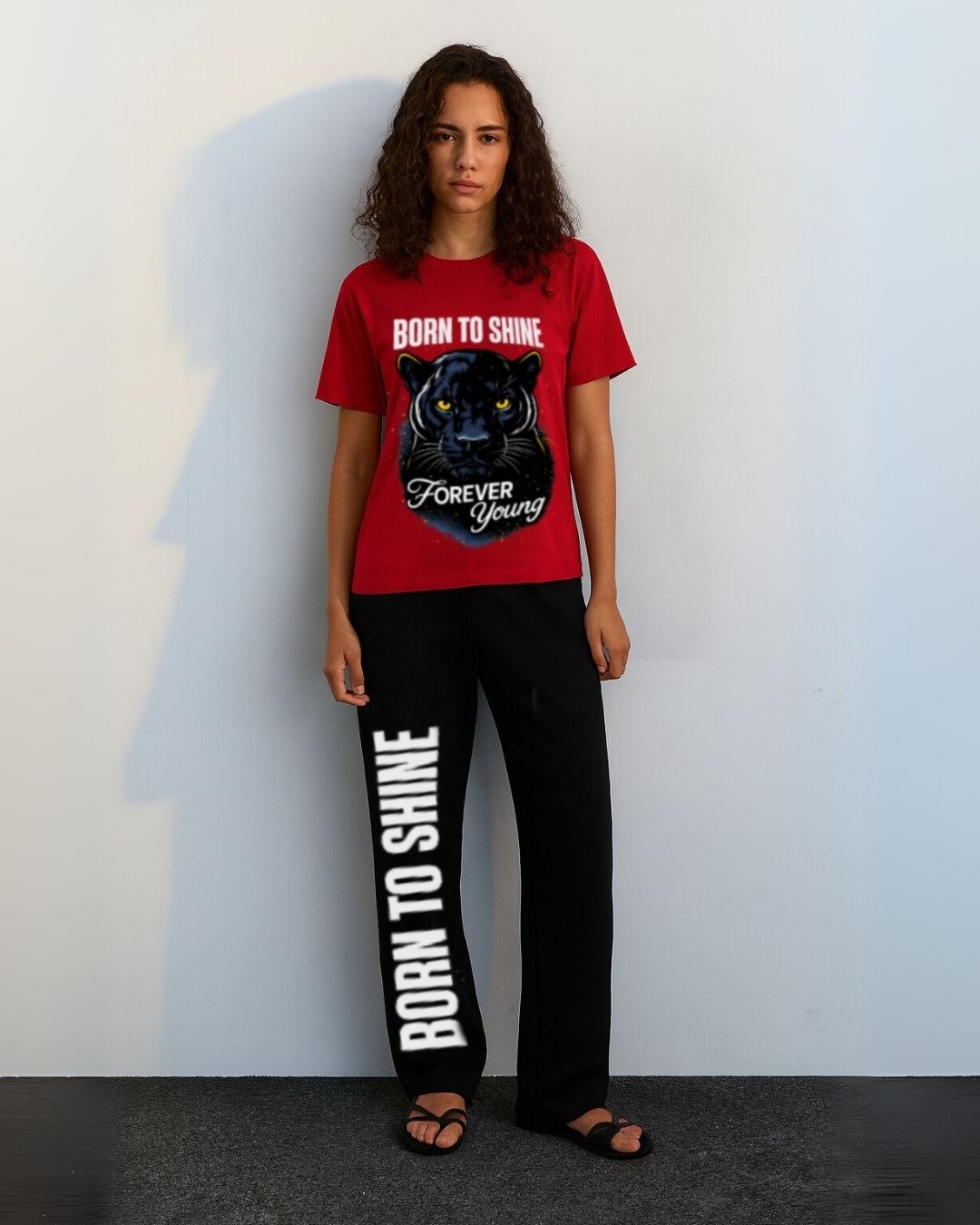 WOMEN'S BORN TO SHINE CORDS (RED AND BLACK)