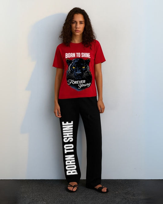 WOMEN'S BORN TO SHINE CORDS (RED AND BLACK)