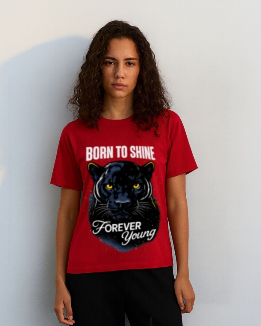 WOMEN'S BORN TO SHINE OVERSIZED TSHIRT (RED)