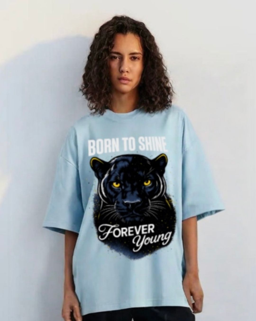WOMEN'S BORN TO SHINE OVERSIZED TSHIRT (BLUE)