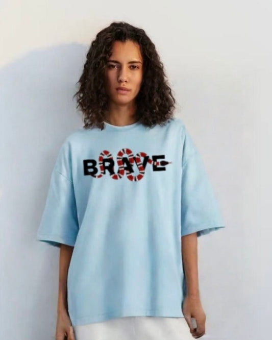 WOMEN'S BRAVE SNAKE OVERSIZED TSHIRT (BLUE)