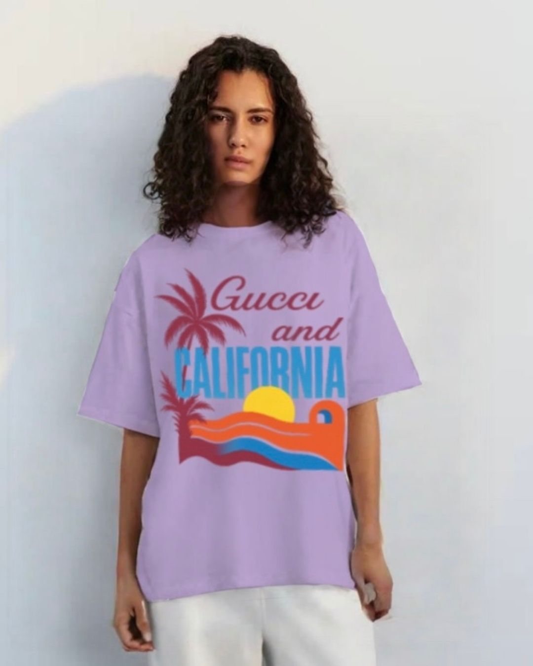 WOMEN'S CALIFORNIA OVERSIZED TSHIRT (PURPLE )