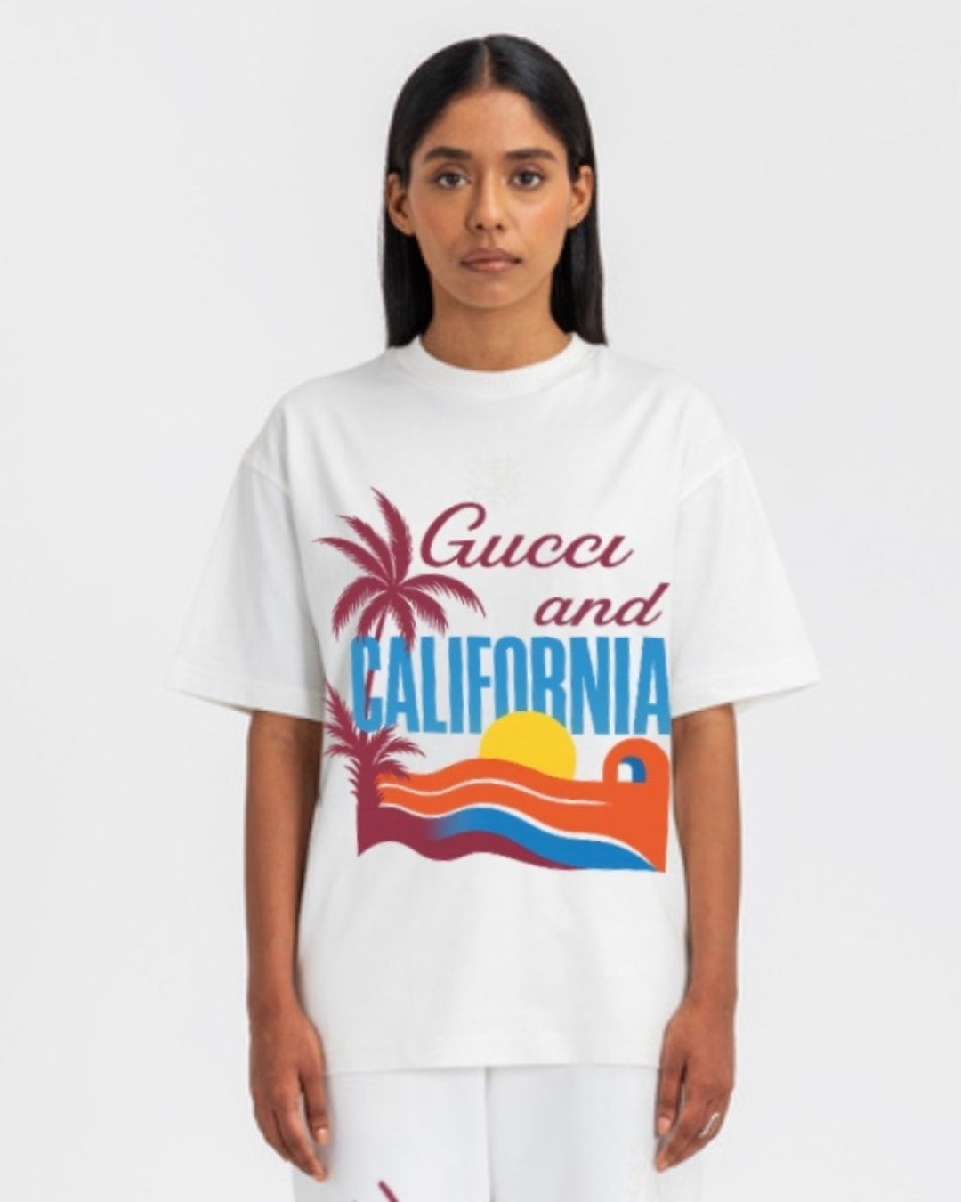 WOMEN'S CALIFORNIA GUCCI OVERSIZED TSHIRT (WHITE)