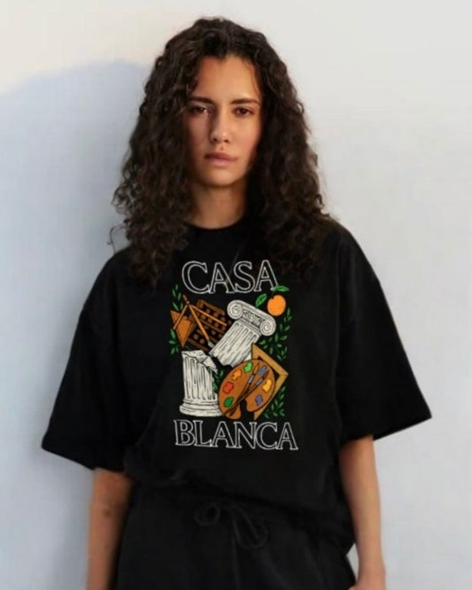 WOMEN'S CASABLANCA OVERSIZED TSHIRT (BLACK)