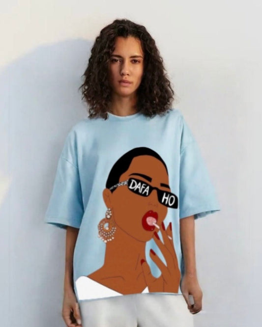 WOMEN'S  DAFFA HO OVERSIZED TSHIRT (BLUE)
