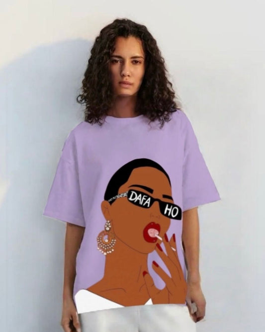 WOMEN'S  DAFFA HO OVERSIZED TSHIRT (PURPLE)