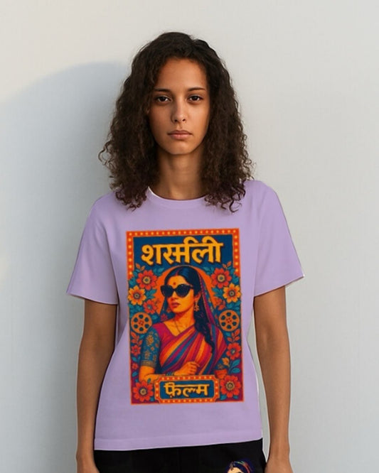 WOMEN'S DESI FILM OVERSIZED TSHIRT (PURPLE)