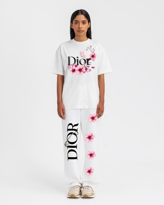 WOMEN'S DIOR FLOWER PIN  CORDS (WHITE AND WHITE)
