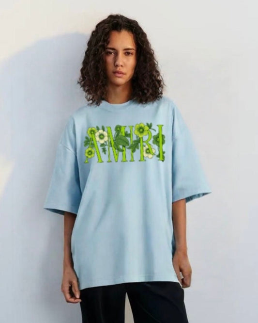 WOMEN'S FLORA AMIRI OVERSIZED TSHIRT (BLUE)