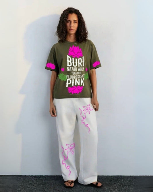 WOMEN'S FLUORESCENT PINK CORDS (OLIVE AND WHITE)