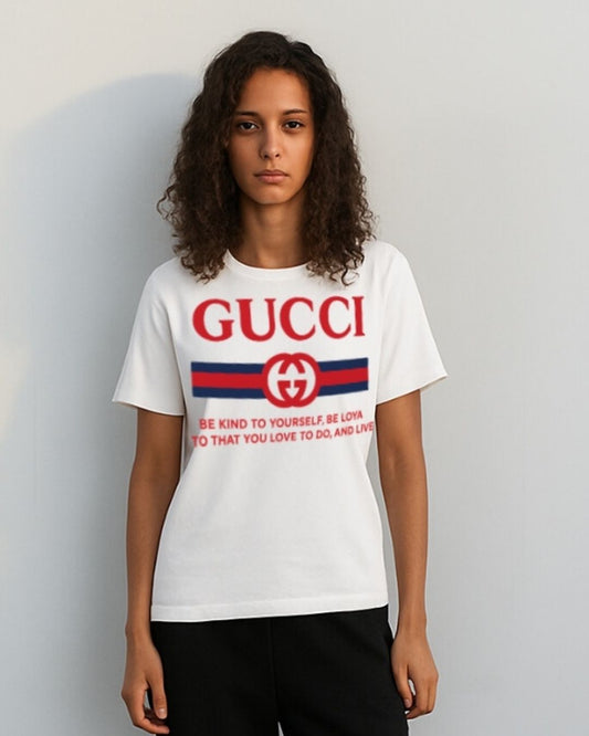 WOMEN'S  GUCCI FLAG OVERSIZED TSHIRT (WHITE)