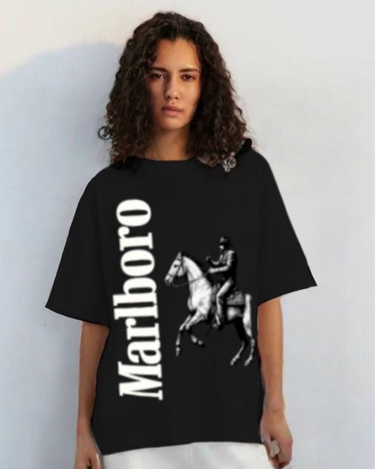 WOMEN'S HORSE MB OVERSIZED TSHIRT (BLACK)