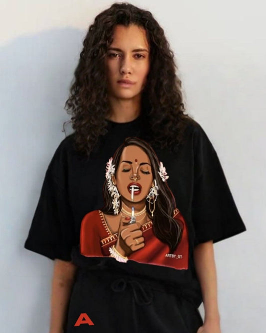 WOMEN'S HOT MESS OVERSIZED TSHIRT (BLACK)