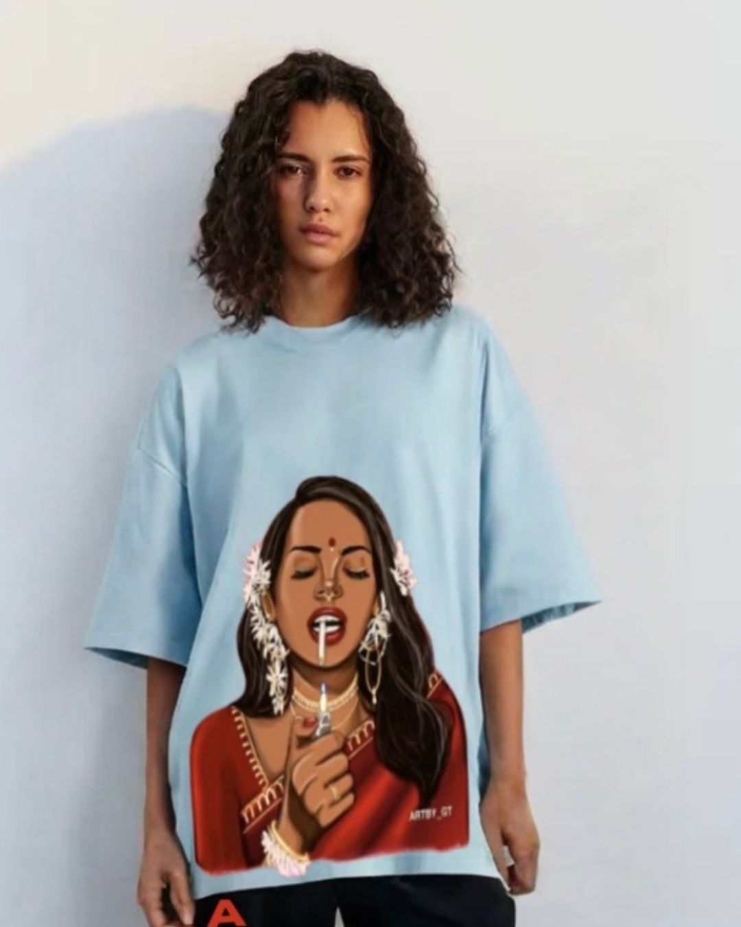 WOMEN'S HOT MESS OVERSIZED TSHIRT (BLUE)