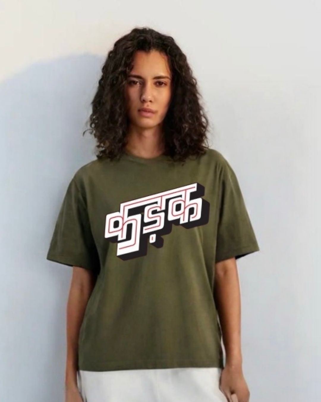 WOMEN'S KADAK SANSKARI OVERSIZED TSHIRT (OLIVE)