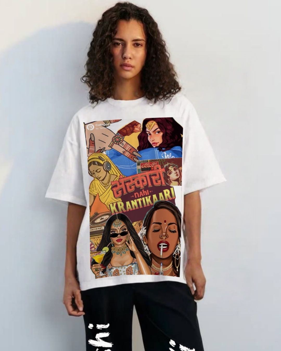 WOMEN'S KRANTI COUTURE OVERSIZED TSHIRT (WHITE)