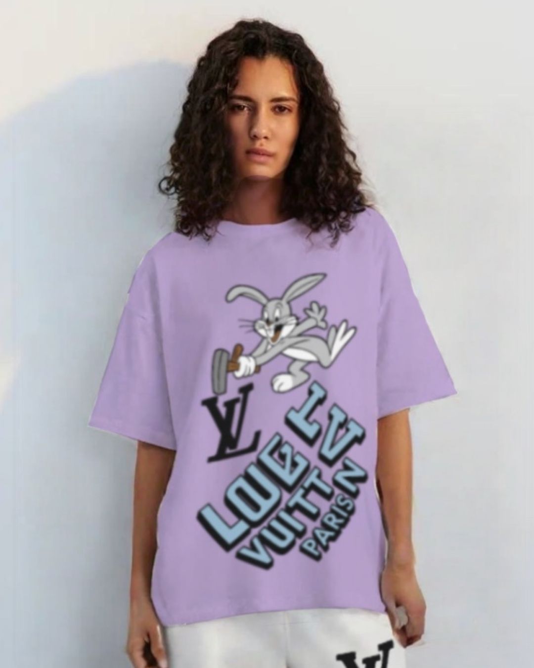 WOMEN'S LV BUNNY OVERSIZED TSHIRT (PURPLE)