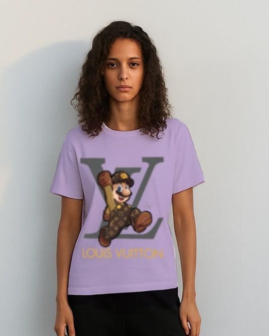 WOMEN'S LV MARIO OVERSIZED TSHIRT (PURPLE )