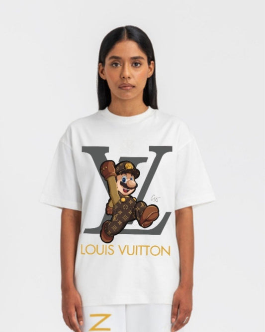 WOMEN'S LV MARIO OVERSIZED TSHIRT (WHITE )