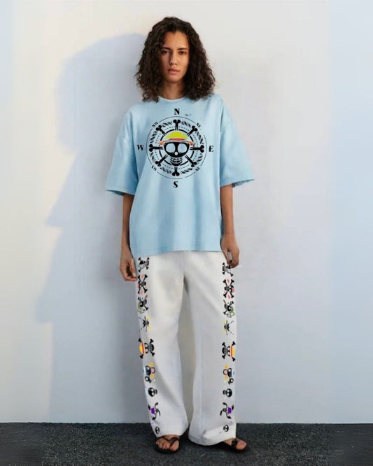 WOMEN'S ONE PEICE COMPASS CORDS (BLUE AND WHITE)