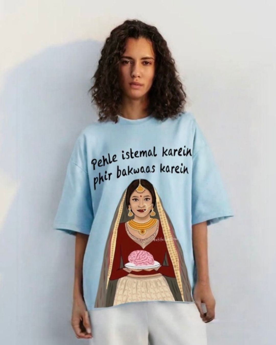 WOMEN'S REBEL TALK OVERSIZED TSHIRT (BLUE)